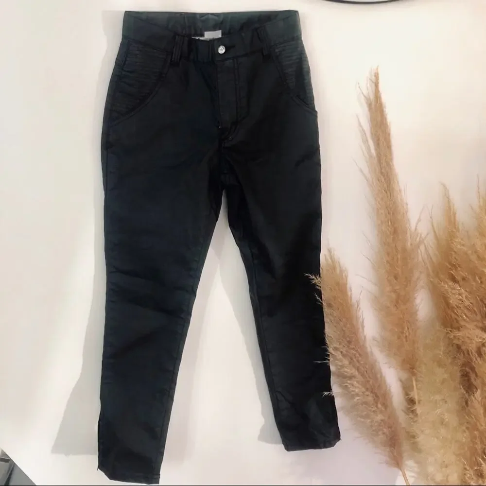SOMEDAYS LOVIN REVOLVE Black Zip Moto Ribbed Ankle Coated Skinny Denim Jeans 26